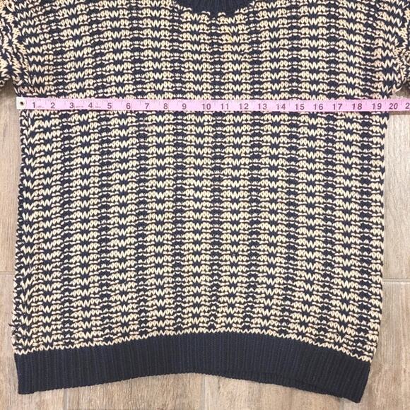 Vince Sweater Womens S Mercerized Texture Knit Coastal Navy Stripes TINY FLAW - Picture 4 of 12